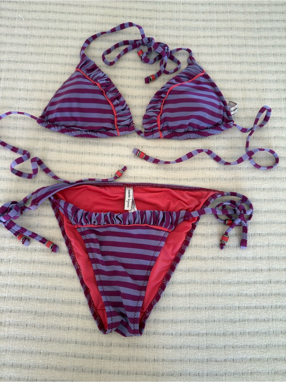 👙 Nanette Lepore Striped Bikini Set XS 💜🩷